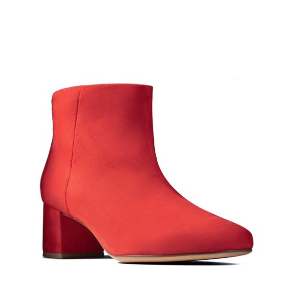 Clarks Womens Sheer Flora Ankle Boots Red | UK-542637